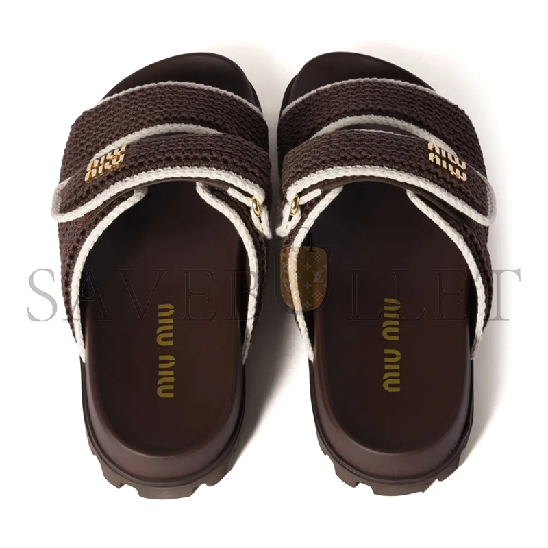 MIU MIU CROCHET KNIT SLIDES 5XX641